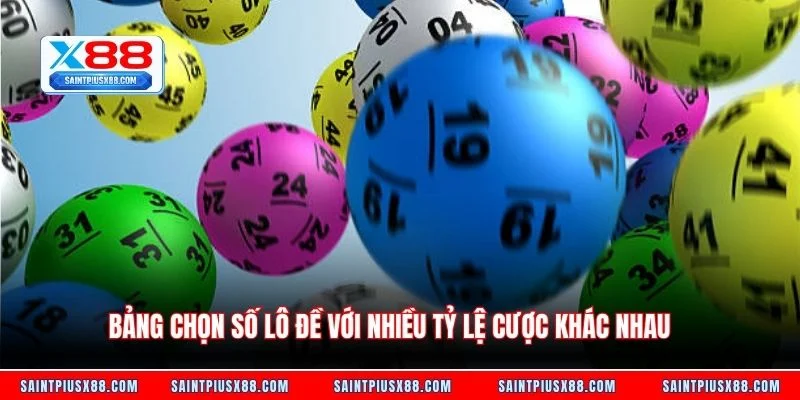 Bảng chọn số lô đề với nhiều tỷ lệ cược khác nhau