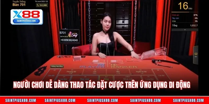 Người chơi dễ dàng thao tác đặt cược trên ứng dụng di động